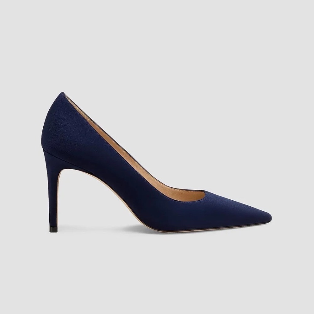 Stuart Weitzman Vintage Y2K Stuart Power 85 Navy Suede Pumps Women's Size 7 $490